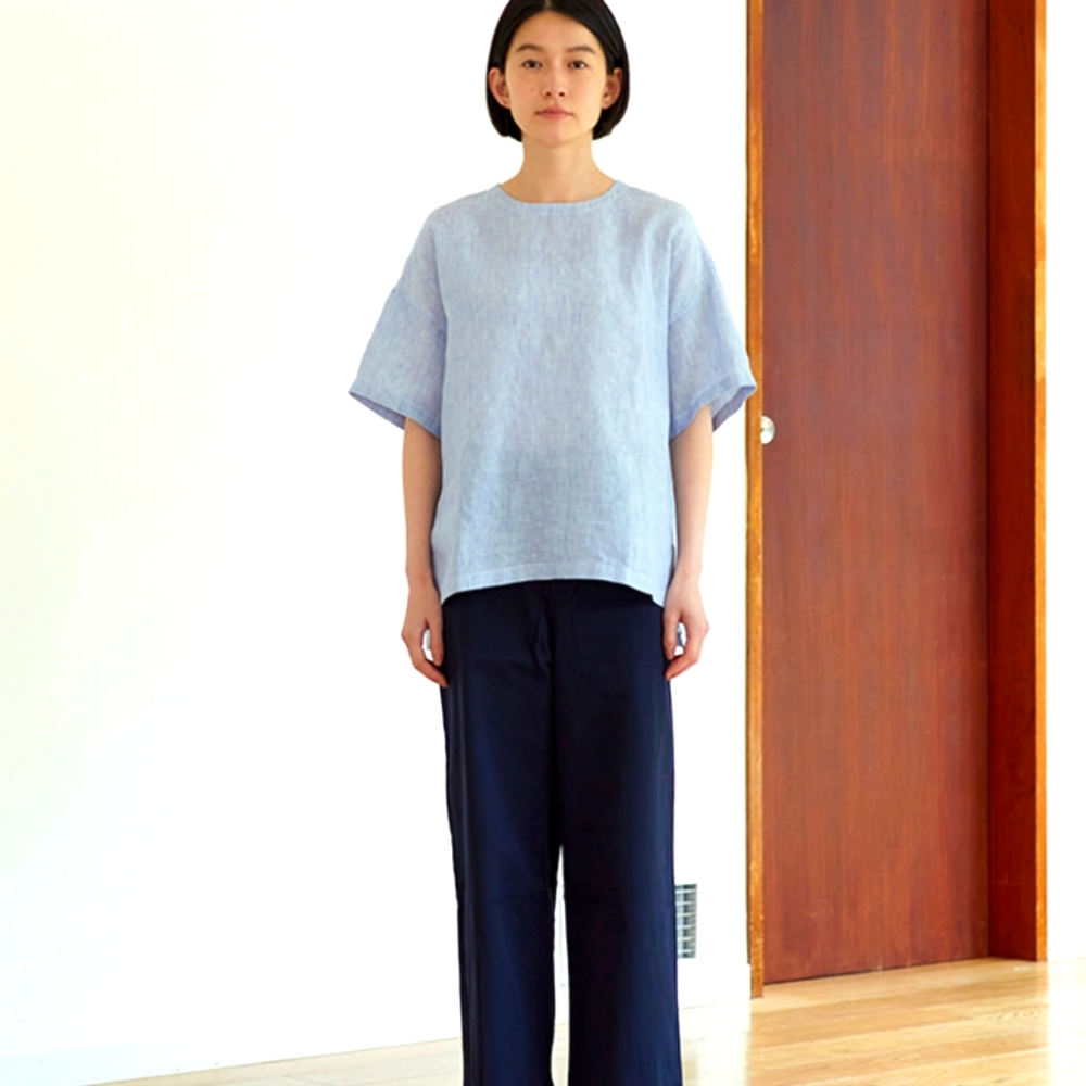 Muji French Linen Short Sleeve Blouse